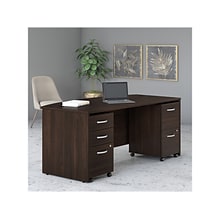 Bush Business Furniture Studio C 72W Bow Front Desk with Mobile File Cabinets, Black Walnut (STC012