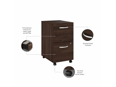 Bush Business Furniture Studio C 72"W Bow Front Desk with Mobile File Cabinets, Black Walnut (STC012BWSU)