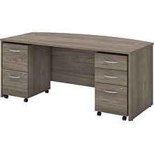 Bush Business Furniture Studio C 72W Bow Front Desk with Mobile File Cabinets, Modern Hickory (STC0