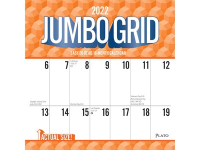 2022 Plato Jumbo Grid Large Print 12 x 12 Monthly Wall Calendar (9781975440046)