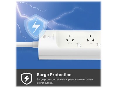 TP-LINK Kasa Smart 3-Outlet 2-USB Port Surge Protector, White (KP303)