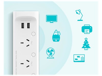 TP-LINK Kasa Smart 3-Outlet 2-USB Port Surge Protector, White (KP303)