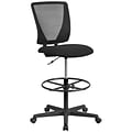 Ergonomic Mid-Back Mesh Drafting Chair with Black Fabric Seat and Adjustable Foot Ring [GO-2100-GG]