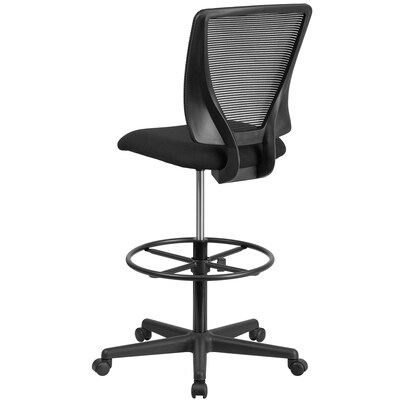 Ergonomic Mid-Back Mesh Drafting Chair with Black Fabric Seat and Adjustable Foot Ring [GO-2100-GG]