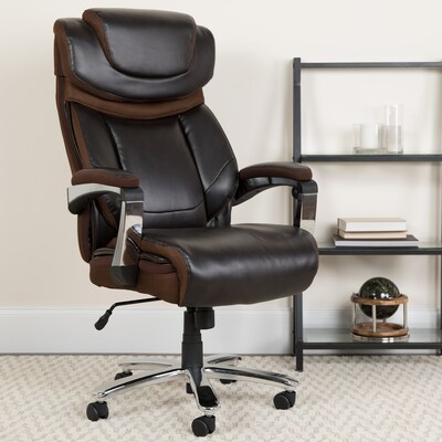 Flash Furniture Hercules Series Ergonomic LeatherSoft Swivel Big & Tall Executive Office Chair, Brown (GO2223BN)