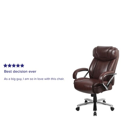 Flash Furniture HERCULES Series Ergonomic LeatherSoft Swivel Big & Tall Executive Office Chair, Brown (GO2092M1BN)