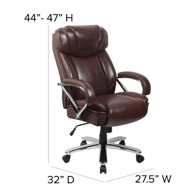 Flash Furniture HERCULES Series Ergonomic LeatherSoft Swivel Big & Tall Executive Office Chair, Brown (GO2092M1BN)