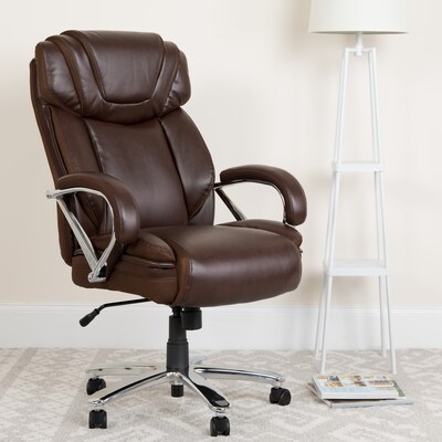 Flash Furniture HERCULES Series Ergonomic LeatherSoft Swivel Big & Tall Executive Office Chair, Brown (GO2092M1BN)