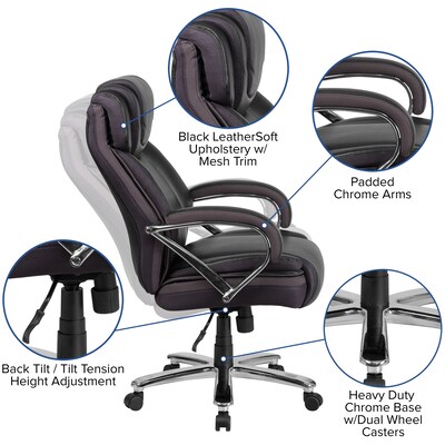 Flash Furniture HERCULES Series Ergonomic LeatherSoft Swivel Big & Tall Executive Office Chair, Black (GO2092M1BK)