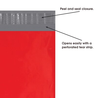 14.5W x 19L Peel & Seal Colored Poly Mailer, Red, 100/Carton (CPM1419R)