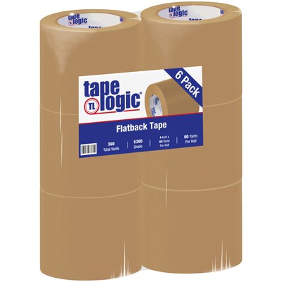 Tape Logic® #5300 Flatback Tape, 4 x 60 yds., Kraft, 6/Case (T94953006PK)