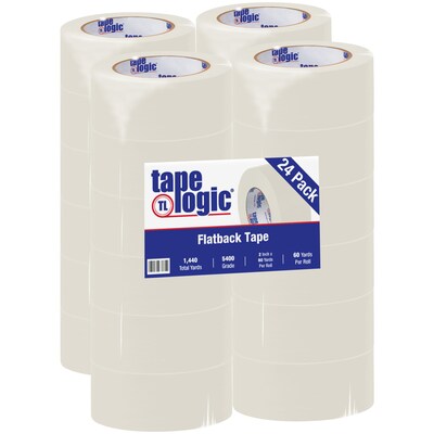 Tape Logic® #5400 Flatback Tape, 2 x 60 yds., Natural White, 24/Case (T9475400)