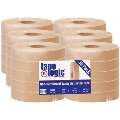 1 Roll Central 70mm x 375' Reinforced Water Activated Gummed Kraft Paper Tape 