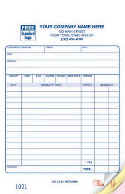 Custom Register Form, Classic Design, Large Format, NO CASH RETURNS, 2 Parts, 1 Color Printing, 5 1/