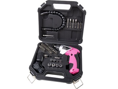 Apollo Tools 3.6V Lithium-Ion Rechargeable Screwdriver with 45-Piece Accessory Set, Pink (DT4944P)