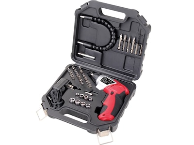 Apollo Tools 3.6V Lithium-Ion Rechargeable Screwdriver with 45-Piece Accessory Set, Red (DT4944)