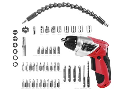 Apollo Tools 3.6V Lithium-Ion Rechargeable Screwdriver with 45-Piece Accessory Set, Red (DT4944)