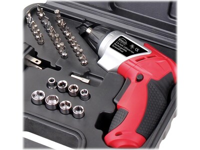 Apollo Tools 3.6V Lithium-Ion Rechargeable Screwdriver with 45-Piece Accessory Set, Red (DT4944)