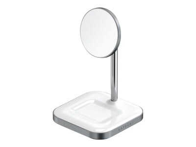 Satechi 2-in-1 Wireless Charging Station for iPhone/AirPods, White/Silver (ST-WMCS2M)
