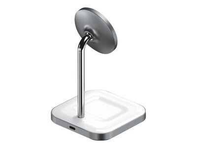 Satechi 2-in-1 Wireless Charging Station for iPhone/AirPods, White/Silver (ST-WMCS2M)