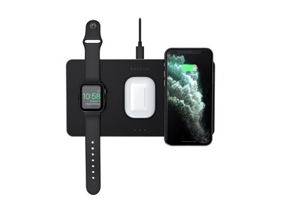 Satechi Trio Wireless Charging Pad for Qi-Enabled Devices, Black (ST-X3TWCPM)