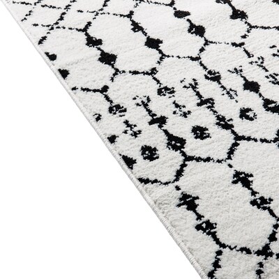 Flash Furniture Beth Collection Polyester 72" x 23.5" Rectangular Machine Made Rug, Ivory/Black (RCCR19133026WH)