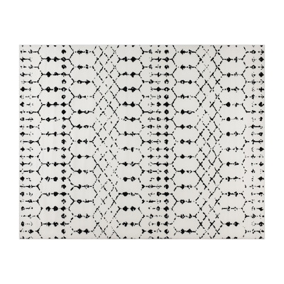 Flash Furniture Beth Collection Polyester 119 x 96 Rectangular Machine Made Rug, Ivory/Black (RCCR