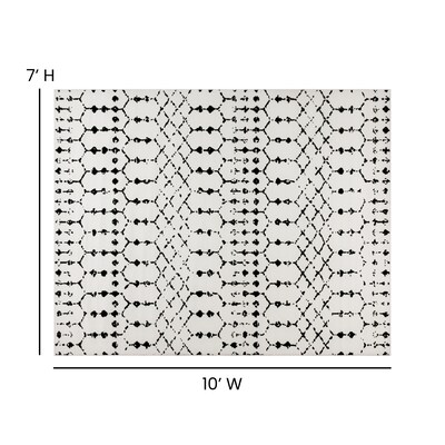 Flash Furniture Beth Collection Polyester 119" x 96" Rectangular Machine Made Rug, Ivory/Black (RCCR191330810WH)