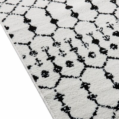 Flash Furniture Beth Collection Polyester 119" x 96" Rectangular Machine Made Rug, Ivory/Black (RCCR191330810WH)