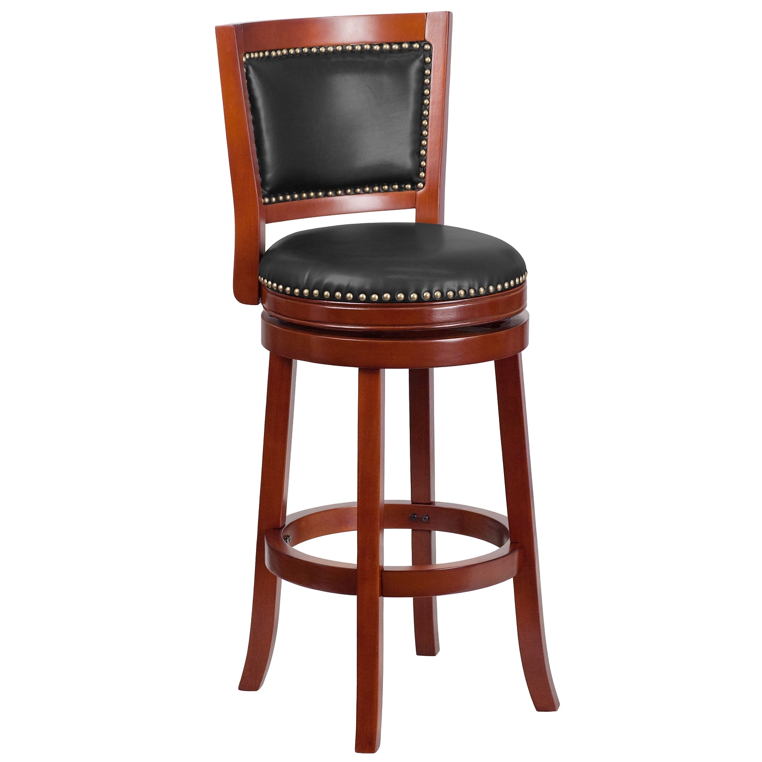 Flash Furniture Transitional LeatherSoft Swivel Barstool with Back, Dark Cherry (TA355530DC)