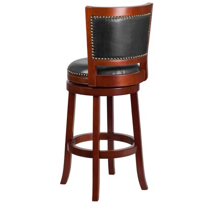 Flash Furniture Transitional LeatherSoft Swivel Barstool with Back, Dark Cherry (TA355530DC)