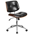 Mid-Back Black Leather Ergonomic Wood Swivel Task Chair [SD-2658-5-GG]