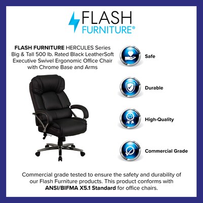 Flash Furniture HERCULES Series Ergonomic LeatherSoft Swivel Big & Tall Executive Office Chair, Black (GO2222)