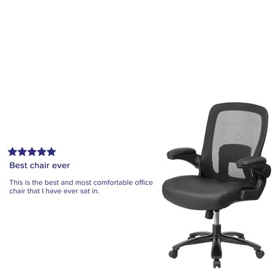 Flash Furniture HERCULES Series Mesh/LeatherSoft Swivel Big & Tall Executive Office Chair, Black (BT20180LEA)