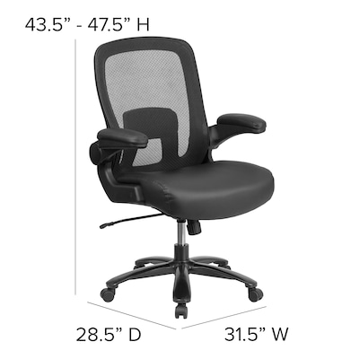 Flash Furniture HERCULES Series Mesh/LeatherSoft Swivel Big & Tall Executive Office Chair, Black (BT20180LEA)