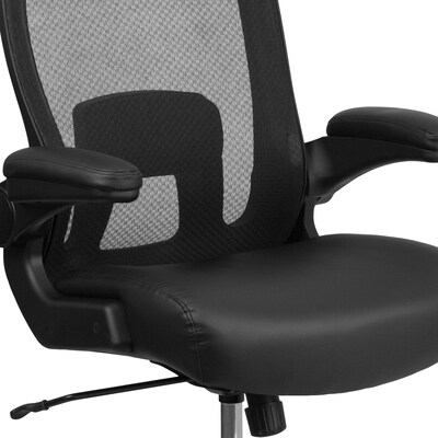 Flash Furniture HERCULES Series Mesh/LeatherSoft Swivel Big & Tall Executive Office Chair, Black (BT20180LEA)