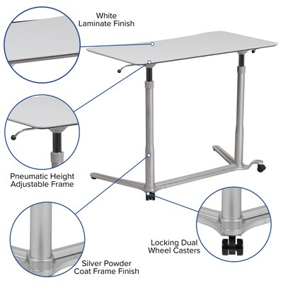 Flash Furniture Merritt 37"W Rectangular Adjustable Standing Computer Desk, Light Gray (NANIP61)