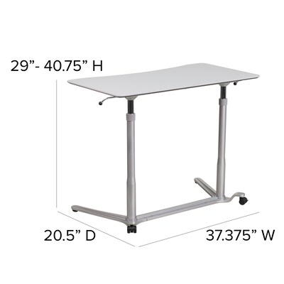 Flash Furniture Merritt 37"W Rectangular Adjustable Standing Computer Desk, Light Gray (NANIP61)