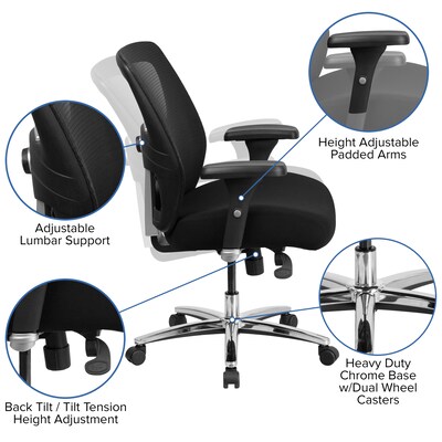 Flash Furniture HERCULES Series Ergonomic Mesh Swivel 24/7 Intensive Use Big & Tall Executive Office Chair, Black (GO993)