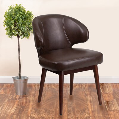 Flash Furniture Comfort Back Series Faux Leather Guest Chair, Brown (BT4BN)