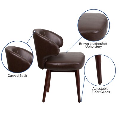 Flash Furniture Comfort Back Series Faux Leather Guest Chair, Brown (BT4BN)