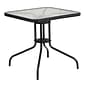 Flash Furniture Lila 28'' Square Table with 4 Rattan Stack Chairs, Black (TLH073SQ037BK4)