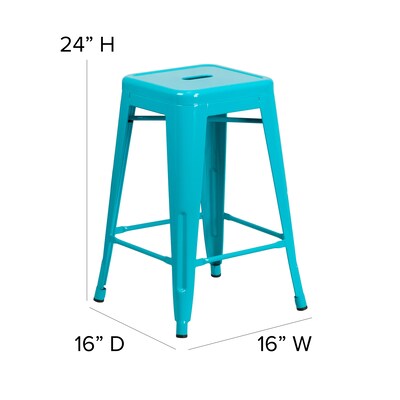 Flash Furniture Colorful Restaurant Counter Height Stool, Crystal Teal-Blue (ETBT350324CB)