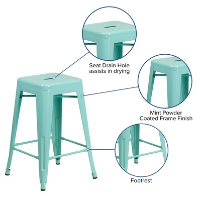 Flash Furniture Colorful Restaurant Counter Height Stool, Mint Green (ETBT350324MINT)