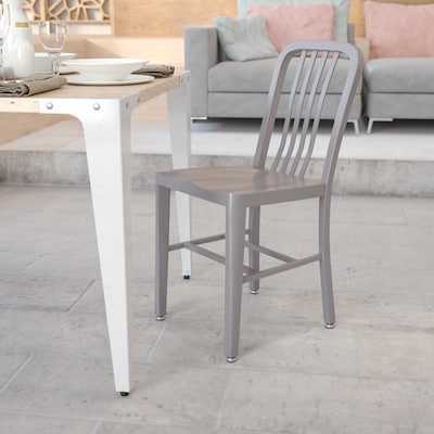 Flash Furniture Silver Metal Indoor-Outdoor Chair  (CH-61200-18-SIL-GG)