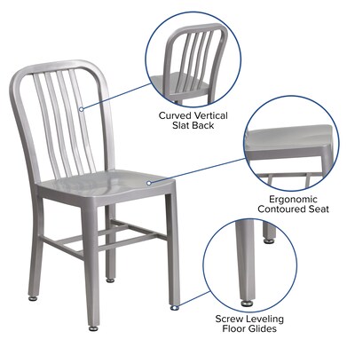 Flash Furniture Silver Metal Indoor-Outdoor Chair  (CH-61200-18-SIL-GG)