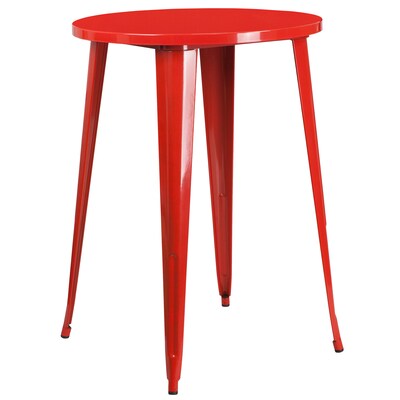 Flash Furniture Coby Indoor-Outdoor 30" Round Bar Table Set with 4 Backless Stools, Red (CH519BH430SQSRD)