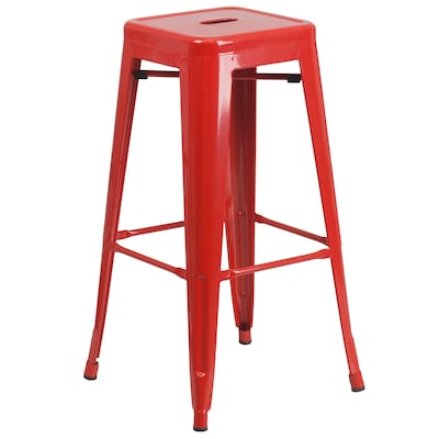 Flash Furniture Coby Indoor-Outdoor 30" Round Bar Table Set with 4 Backless Stools, Red (CH519BH430SQSRD)