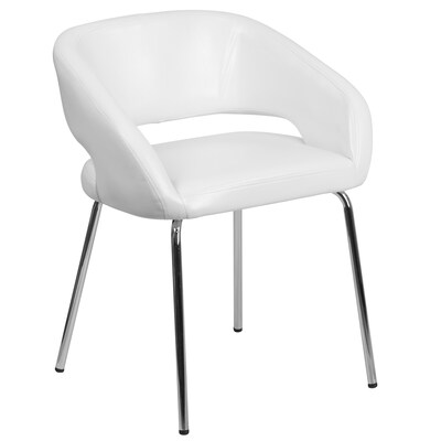 Fusion Series Contemporary White Leather Side-Reception-Lounge Chair [CH-162731-WH-GG]