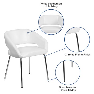 Fusion Series Contemporary White Leather Side-Reception-Lounge Chair [CH-162731-WH-GG]